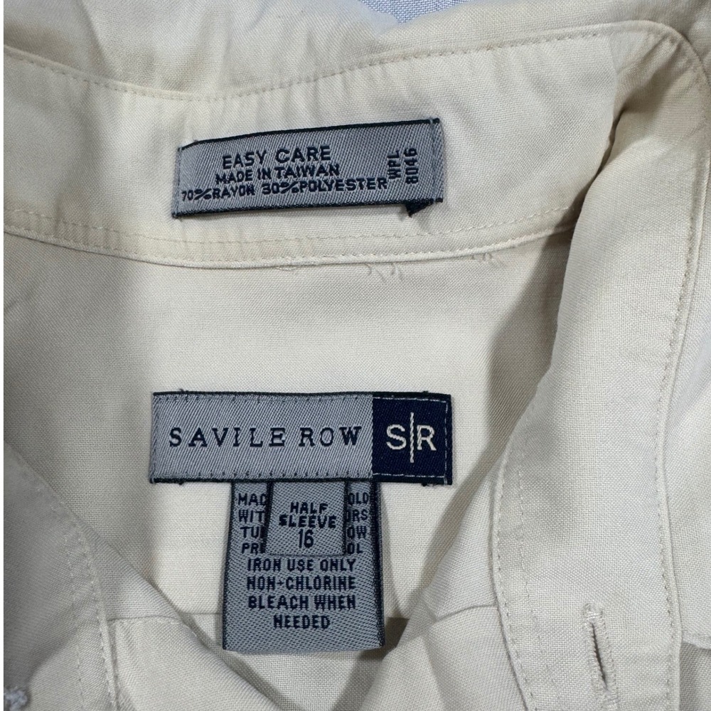 Savile Row Mens Button Up Shirt Size 16 Champagne Easy Care Comfort Office Work - Picture 5 of 11
